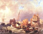 皮尔特 克里斯蒂安 窦曼森 : Shipping before a Dutch Harbour Town